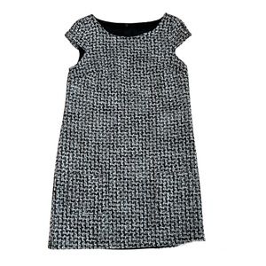 STILE BENETTON Grey black white tweed wool blend lagenlook shift tunic w pockets